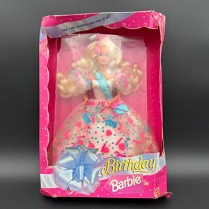 Mattel Birthday Barbie Doll #12954 NIB 1994 Box Damaged Blonde Blue Eyes Sash